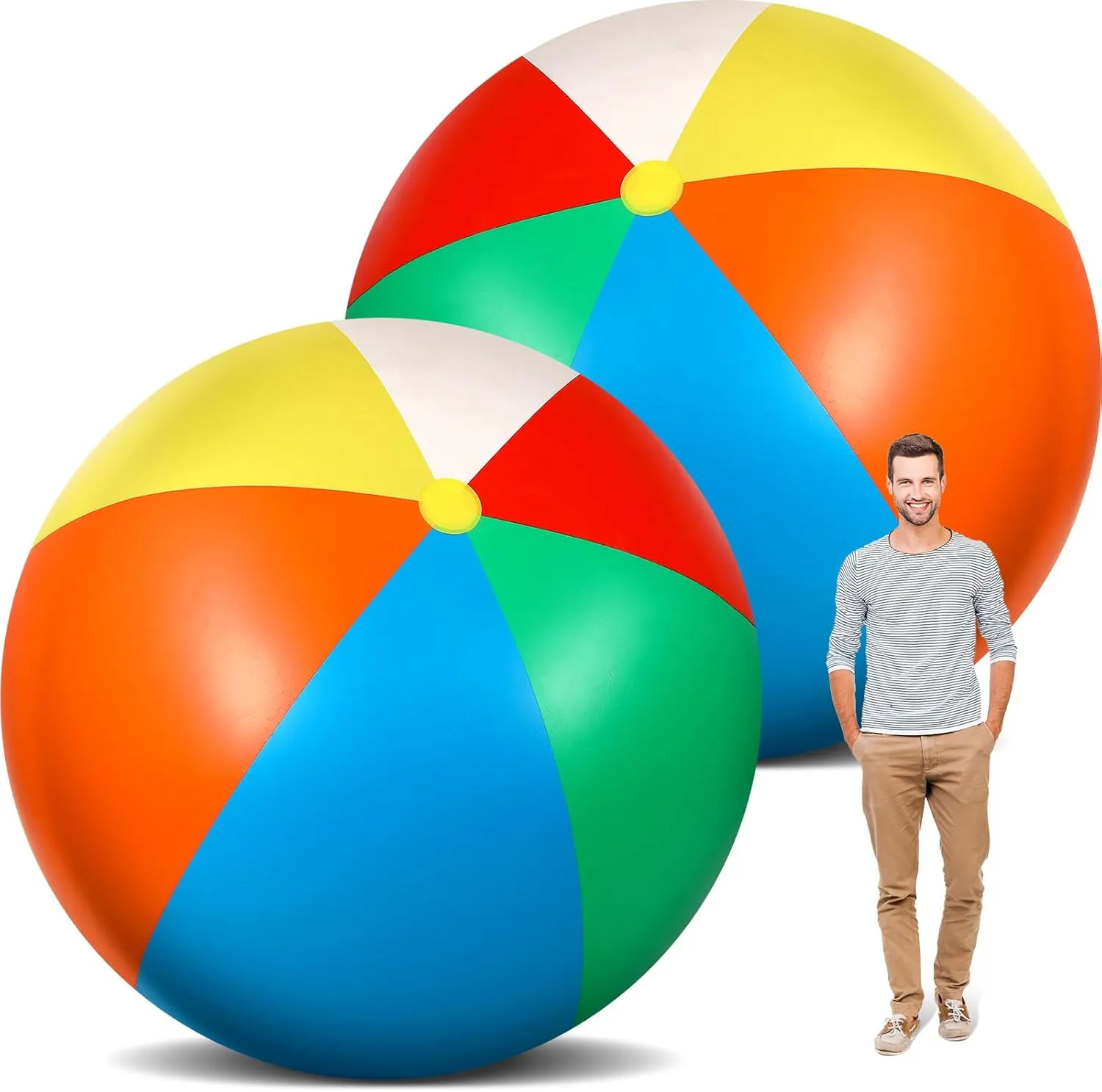 Ceenna 2 Pcs 3.8 Ft/45.7 Inches Giant Beach Ball Large Inflatable Ball Jumbo Toys for Adults Summer Swimming Pool Water Games Party Favors