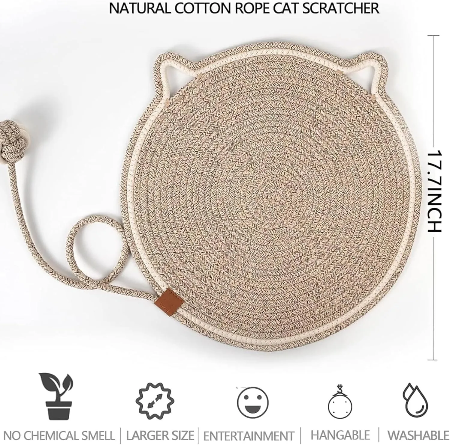 Celery Pets, Dual Scratching Pad for Cats, Celery Pets Dual Scratching Pad, Natural Cotton Rope Cat Scratching Pads, Large Size Cat Scratching Cat Scratcher Mat with Toy (2PCS-C,17in)