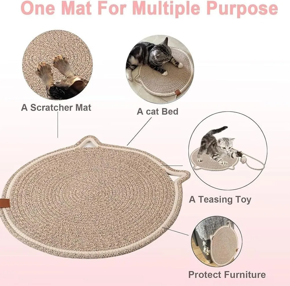 Celery Pets Dual Scratching Pad, Upgraded Sisal Clawloom Dual Scratching Pad, Natural Cotton Rope Cat Scratching Mat, 17/20/24in Scratching Pads with Cat Toy (Purple, 60cm/24in)