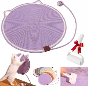 Celery Pets Dual Scratching Pad, Upgraded Sisal Clawloom Dual Scratching Pad, Natural Cotton Rope Cat Scratching Mat, 17/20/24in Scratching Pads with Cat Toy (Purple, 60cm/24in)