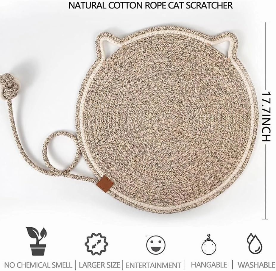 Celery Pets Dual Sided Cat Scratching Pad, Celery Pets 17”/20” Cat Scratcher Mat, Cat Scratching Mat Natural Cotton Rope, Large Size Cat Bed cat Scratch mat for Indoor Cats (Dark Gray,17in)