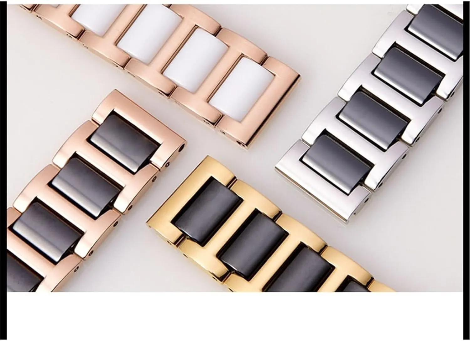 Ceramic Watch Bands Quick Release Watch Strap For Men Women Stainless Steel Links Removable Wristband