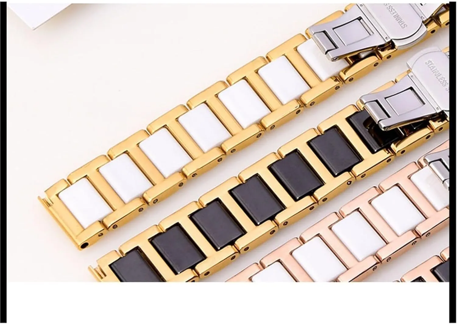 Ceramic Watch Bands Quick Release Watch Strap For Men Women Stainless Steel Links Removable Wristband