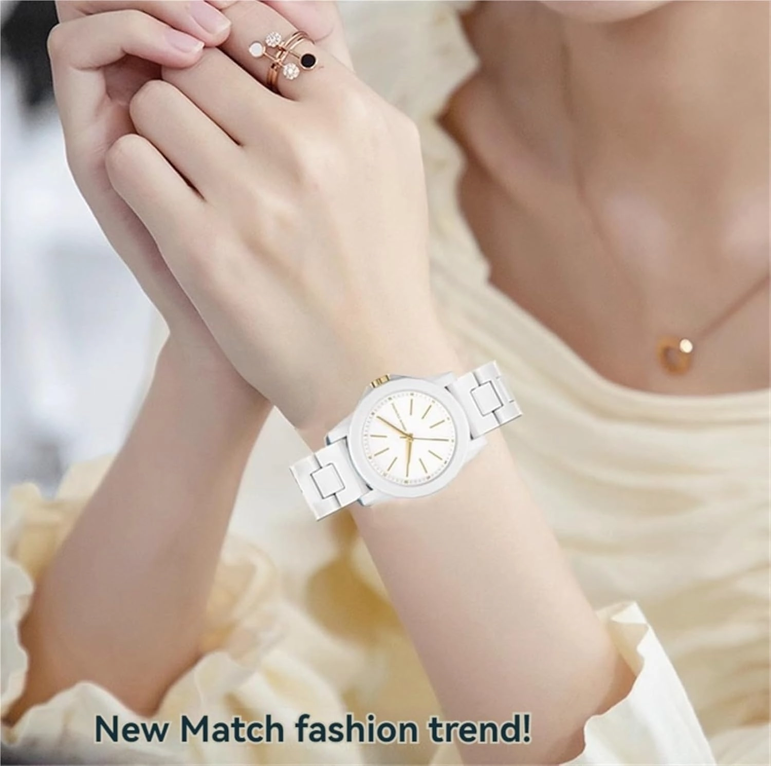 Ceramic Watch Strap 20mm 22mm Quick Release Watch Strap Unisex Replacement Wristband Suitable for Smart Watch Quartz Watch Accessories(4110 White Silver,20mm)