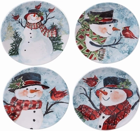 Certified International Watercolor Snowman Dinnerware,Dishware, Red Medium