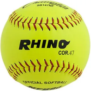 Champion Sports 11" Leather Cover Softballs - Poly Core - Medium Compression - NFHS Approved - Raised Seams - Optic Yellow - Pack of 12