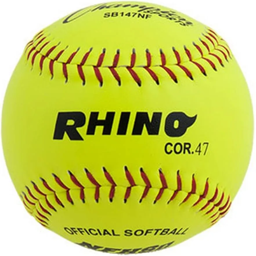 Champion Sports 11" Leather Cover Softballs - Poly Core - Medium Compression - NFHS Approved - Raised Seams - Optic Yellow - Pack of 12