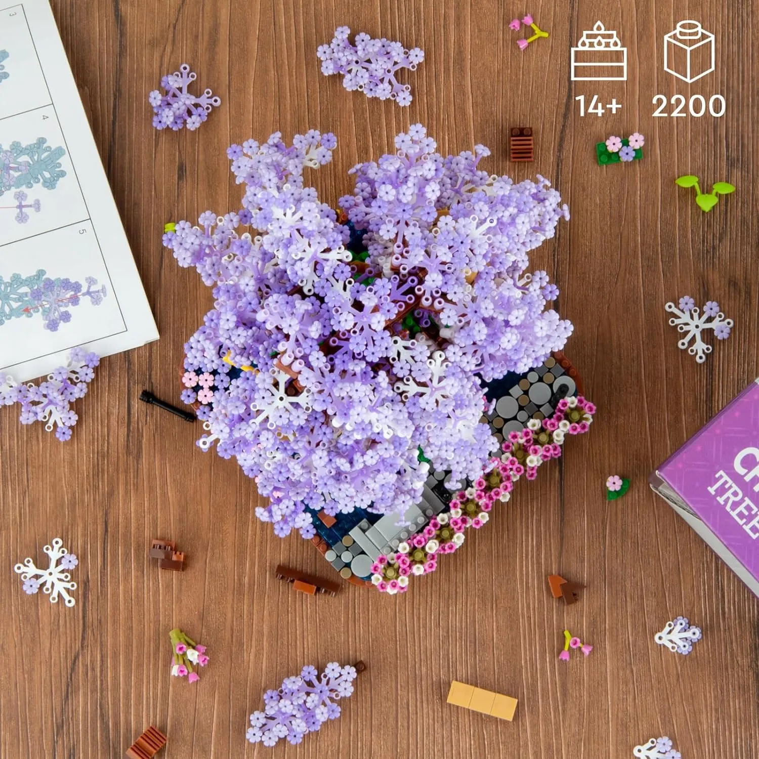 Cherry Blossom Bonsai Tree Building Set, Flowers Tree House Model Sets for Adults, 2200Pcs Micro Bricks Collectible Creative Gifts for Adults Girls Boys 14 