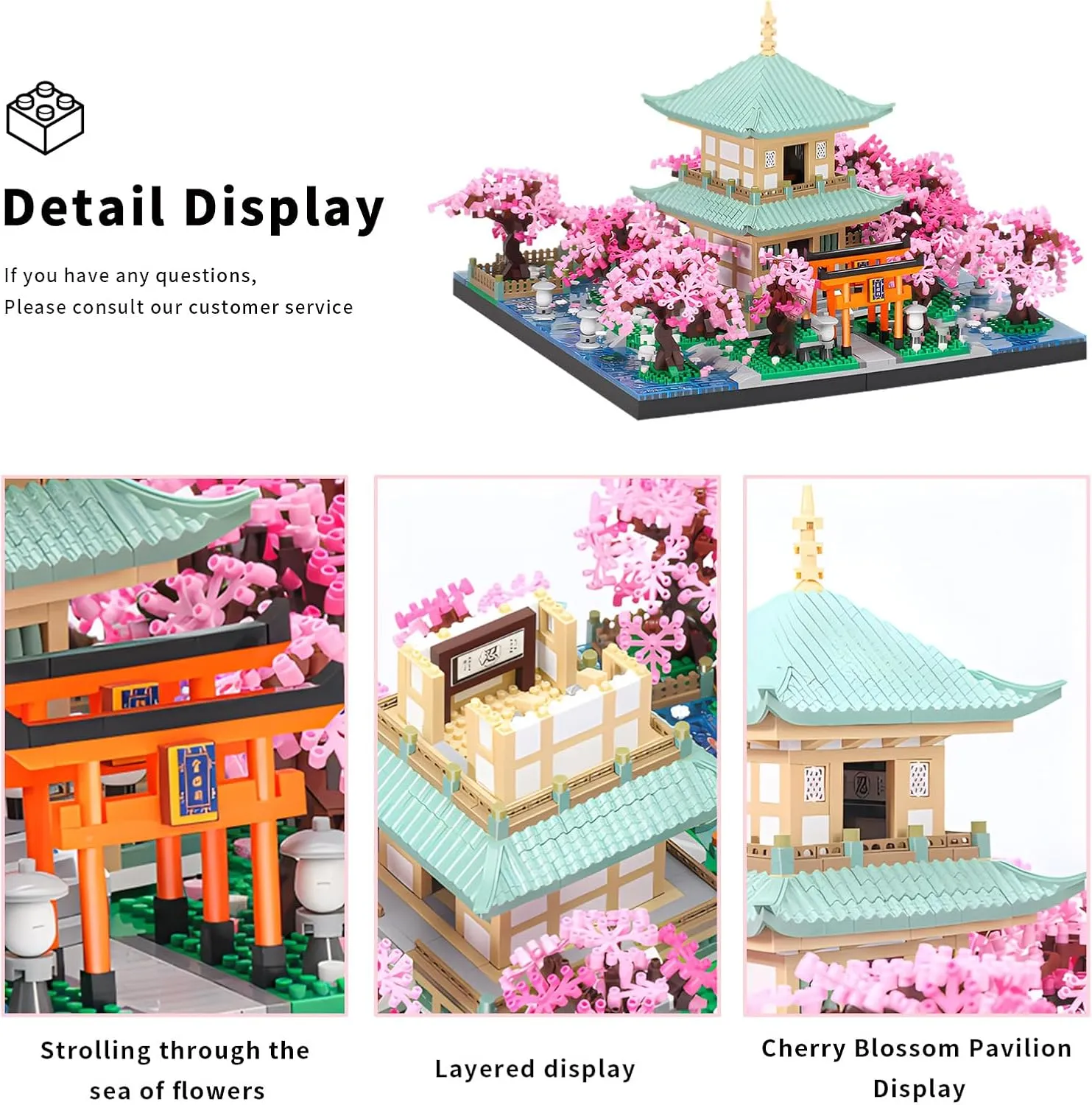 Cherry Blossom Micro Mini Building Block Sets Toy for Adults，Japanese Bonsai Tree House Architecture Gifts for Kids 14 （3809 Pieces）
