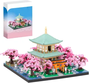 Cherry Blossom Micro Mini Building Block Sets Toy for Adults，Japanese Bonsai Tree House Architecture Gifts for Kids 14 （3809 Pieces）