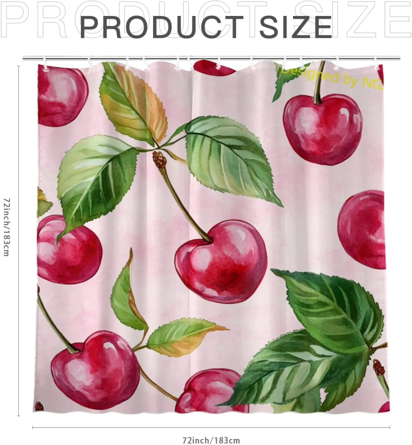 Cherry-Shower Curtain Durable Waterproof Fabric Bathtub Sets Home Fabric Bathroom Shower Curtain Set with Hooks 72x72 Inch