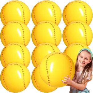 Chivao 12 Pack Inflatable Beach Ball Football Soccer Baseball Volleyball Softball Glitter Beach Ball Blow up Balls for Summer Swimming Pool Party Favor Game(Baseball,16 Inch)