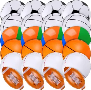 Chivao 24 Pieces Inflatable Ball Soccer Softball Volley Basketball Football 16 Inch Beach Balls Party Favors Summer Swimming Pool(Mix,16 Inch)