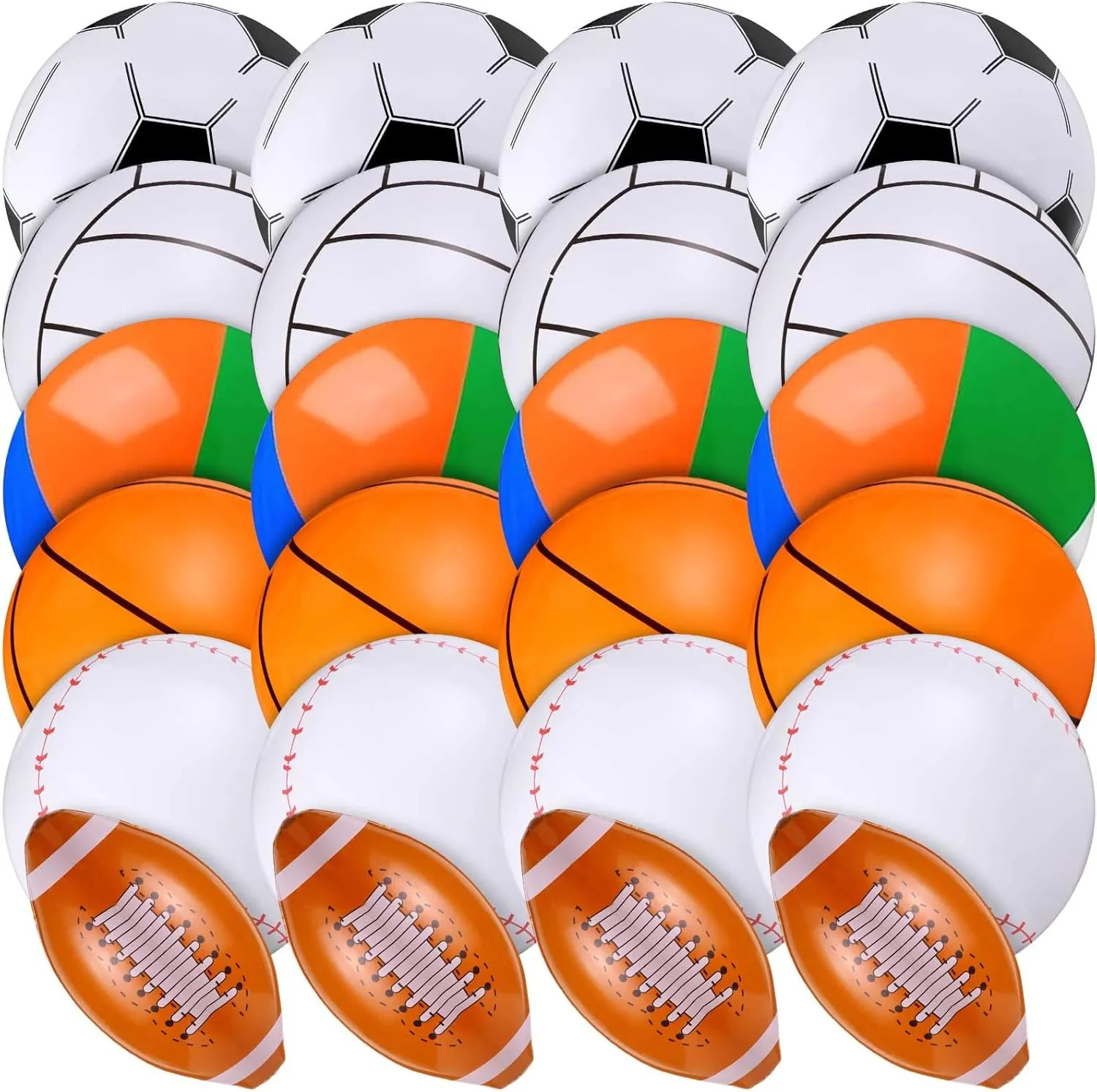 Chivao 24 Pieces Inflatable Ball Soccer Softball Volley Basketball Football 16 Inch Beach Balls Party Favors Summer Swimming Pool(Mix,16 Inch)