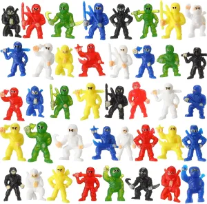 Chivao Mini Ninja Figurines Party Favors Toys Assorted Action Warrior Figures Playset Ninja Party Supplies Cake Topper for Birthday(100 Pack)