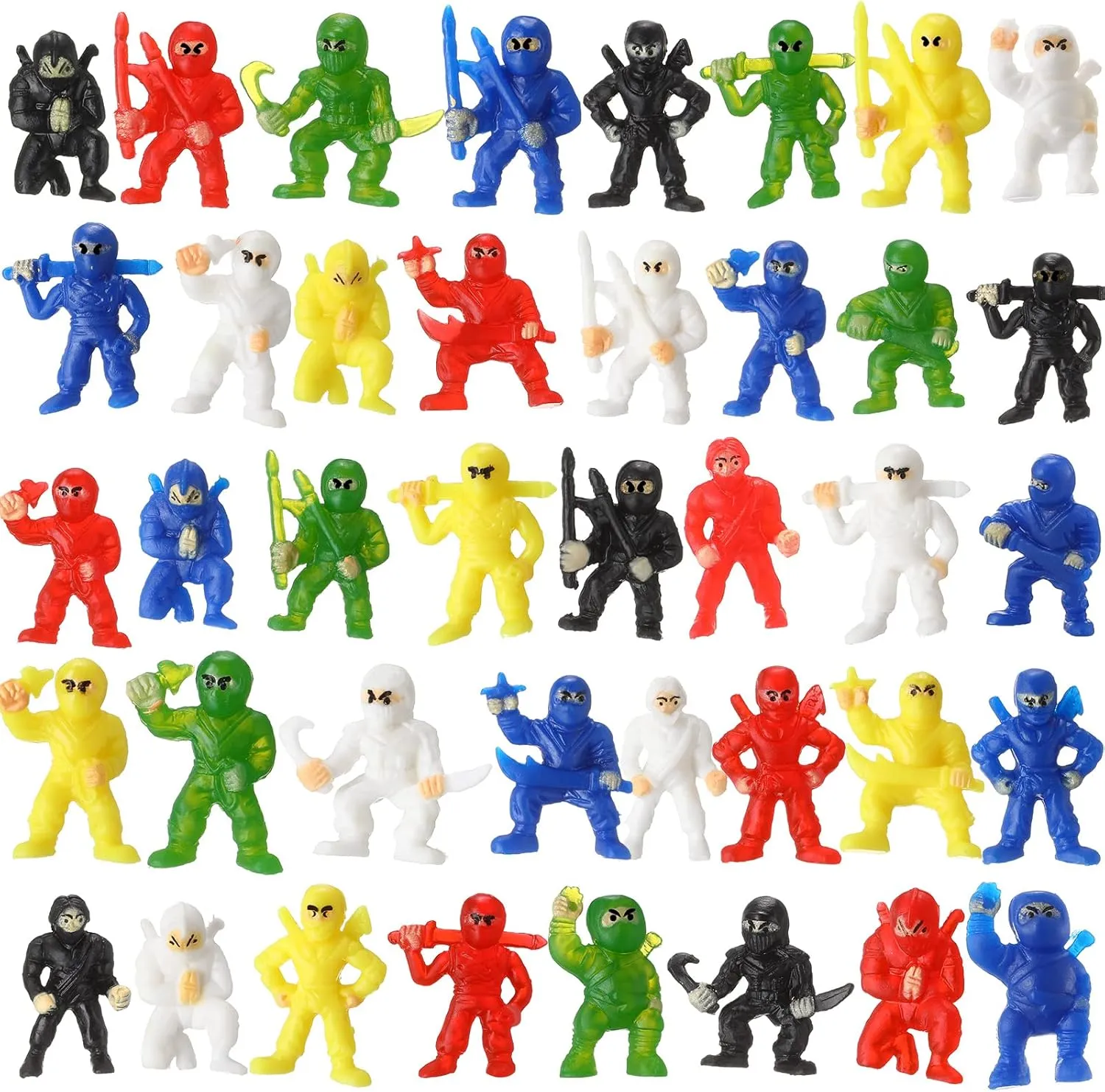 Chivao Mini Ninja Figurines Party Favors Toys Assorted Action Warrior Figures Playset Ninja Party Supplies Cake Topper for Birthday(100 Pack)