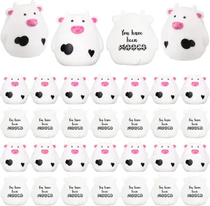 Cholemy 100 Set Moo Cows Mini Cute Rubber Cow Car Gift Bulk You Have Been Mooed Funny for Game Figurines Car Interior Accessories Gift for SUV Women Men