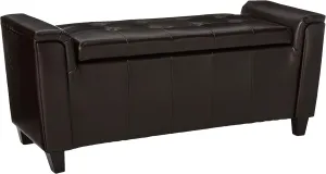Christopher Knight Home Alden Armed PU Storage Bench, Brown, 17. 50D x 45. 50W x 20.75H