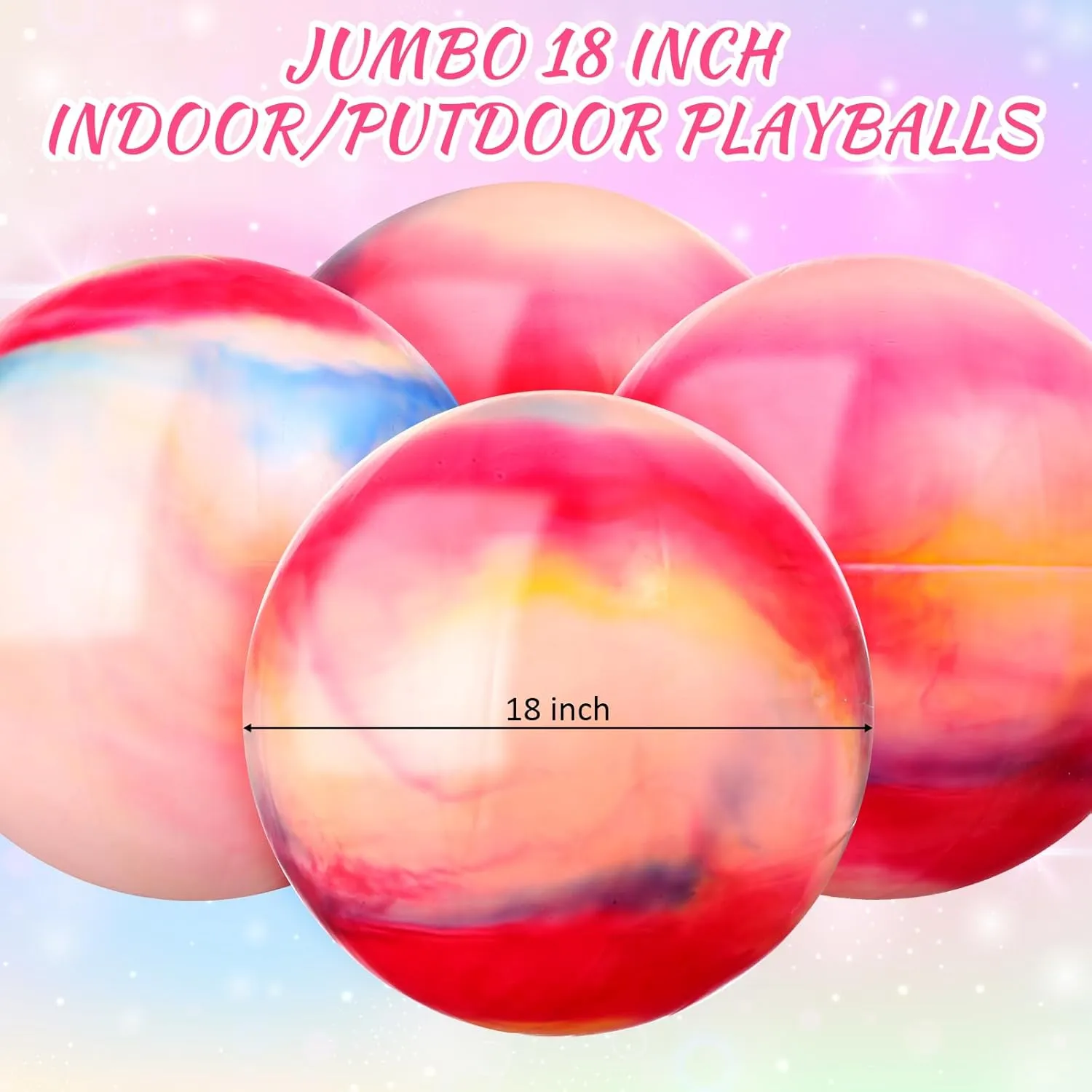 Chumia 18 Inch Fun Bouncy Balls 5 Pcs Rubber Inflatable Beach Ball Bouncing Sensory Playballs with Hand Air Pump for Park Backyard Beach Indoor Outdoor Party Favors