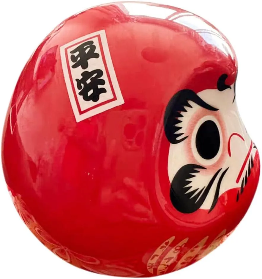 Ciieeo Japanese Daruma Doll Zen Statue Daruma Figurine Ceramic Wobbling Doll Daruma Bodhidharma Japanese Decorations Red