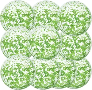 Civaner 10 Pcs Inflatable Glitter Beach Balls 16 Inch Confetti Pool Balls for Party Decorations Blow up Balloon Toys for Outdoor Summer Graduation Wedding Xmas(Green)