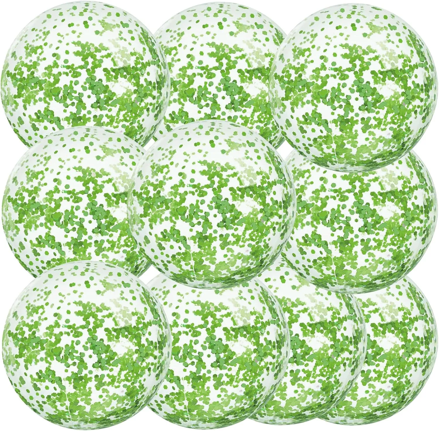 Civaner 10 Pcs Inflatable Glitter Beach Balls 16 Inch Confetti Pool Balls for Party Decorations Blow up Balloon Toys for Outdoor Summer Graduation Wedding Xmas(Green)