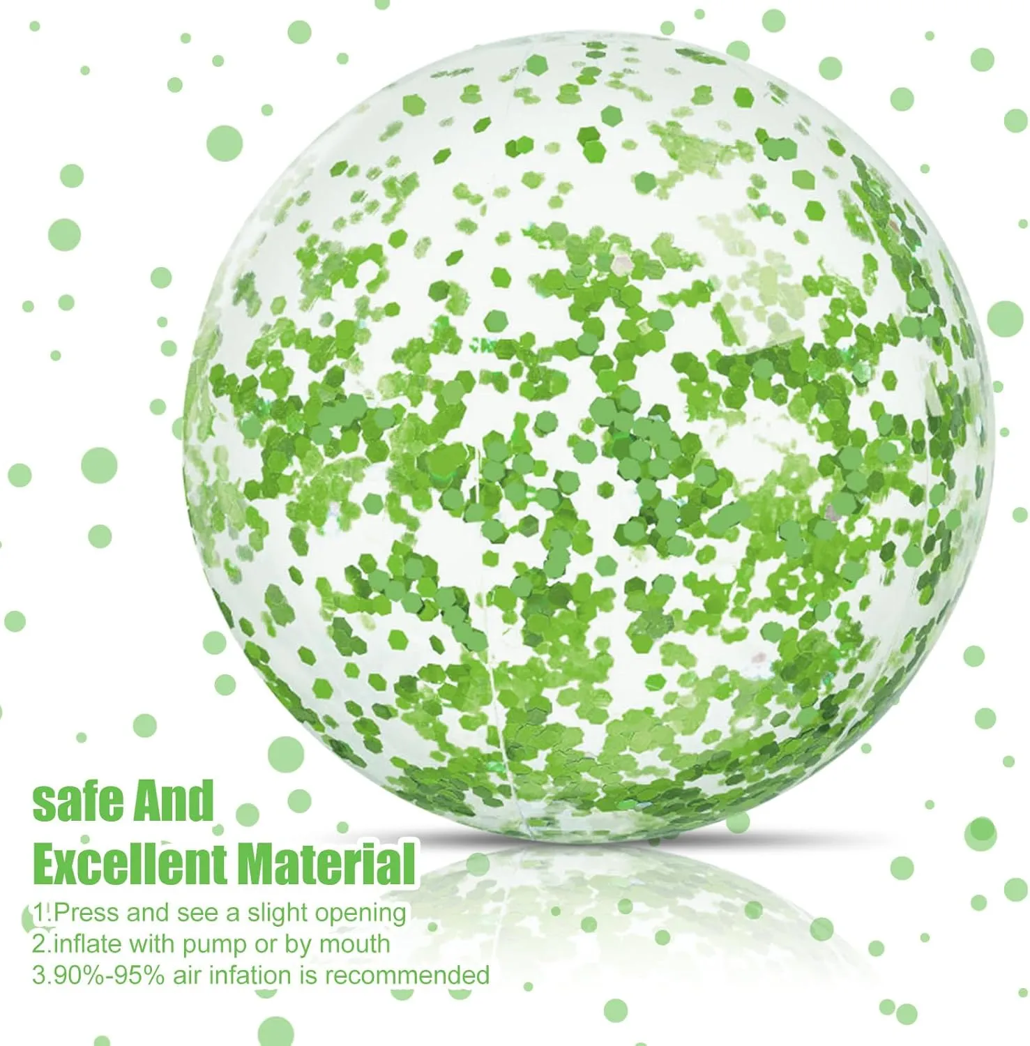Civaner 10 Pcs Inflatable Glitter Beach Balls 16 Inch Confetti Pool Balls for Party Decorations Blow up Balloon Toys for Outdoor Summer Graduation Wedding Xmas(Green)
