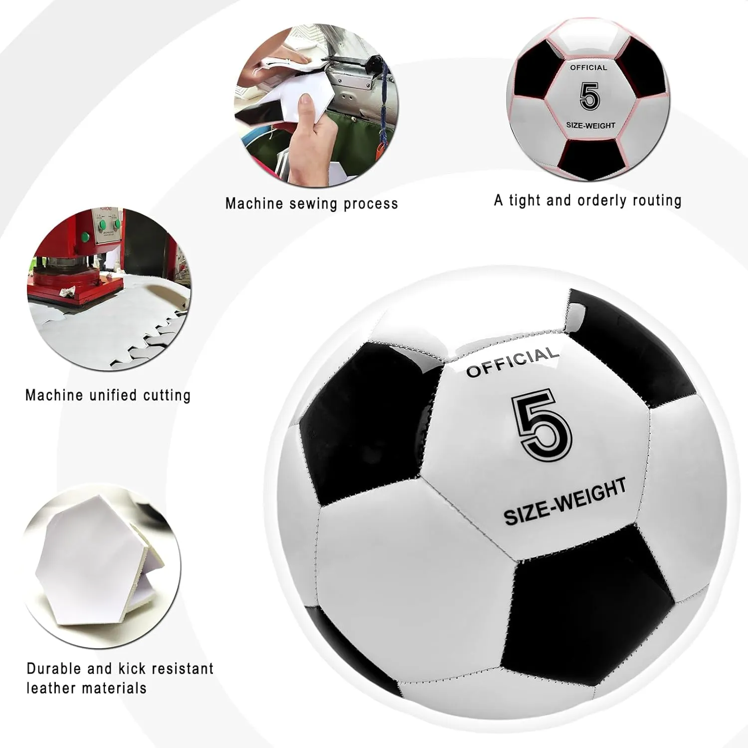 Classic Black and White Soccer Ball Size 3 Size 4 Size 5 for boy and Girl and for Adult Lawn Indoor Outdoor and Sports Training Balls