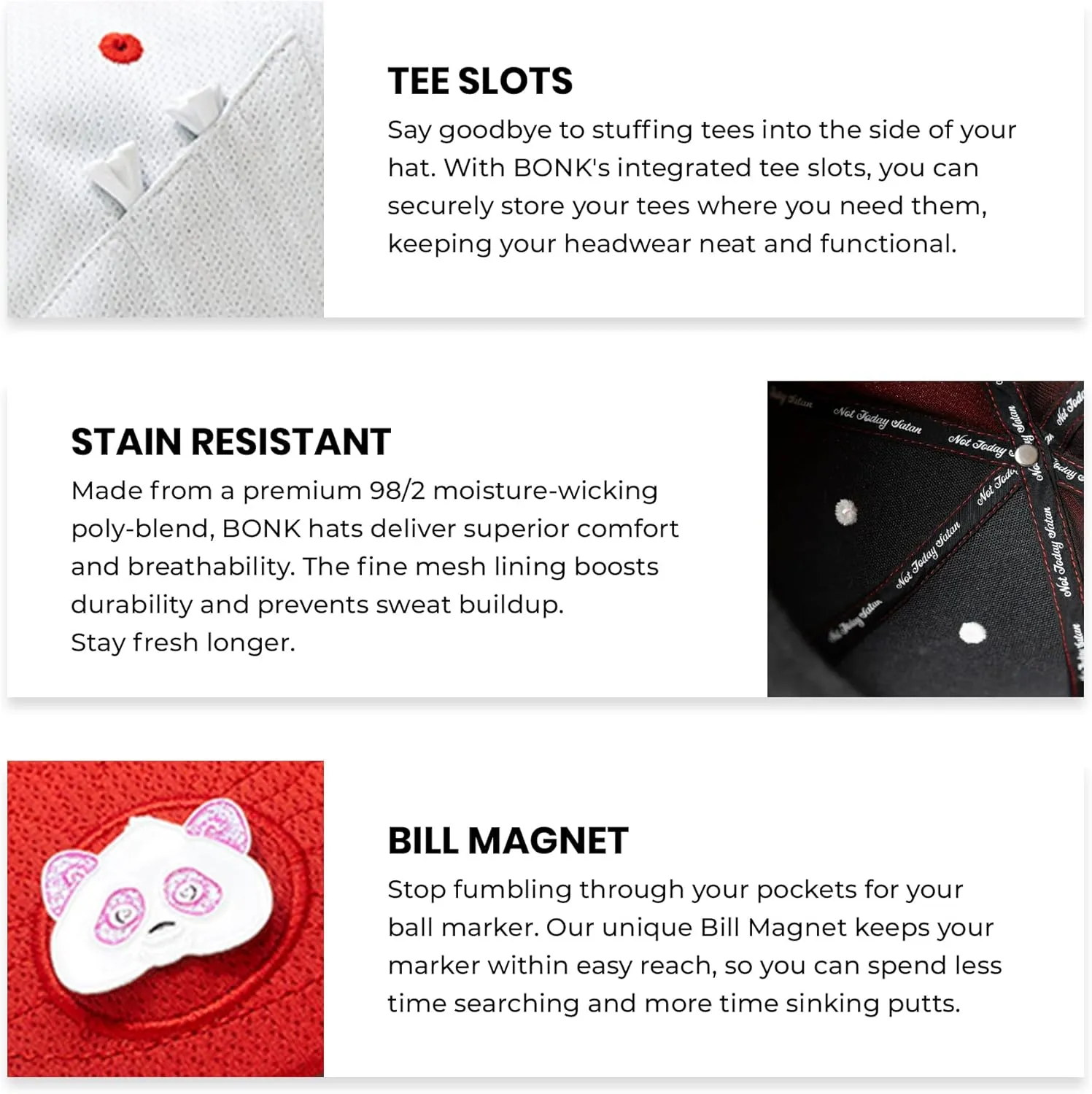 Classic Golf Hats - Tee Holder & Magnetic Ball Marker - Sweat-Stain Resistant - 100% Custom Made