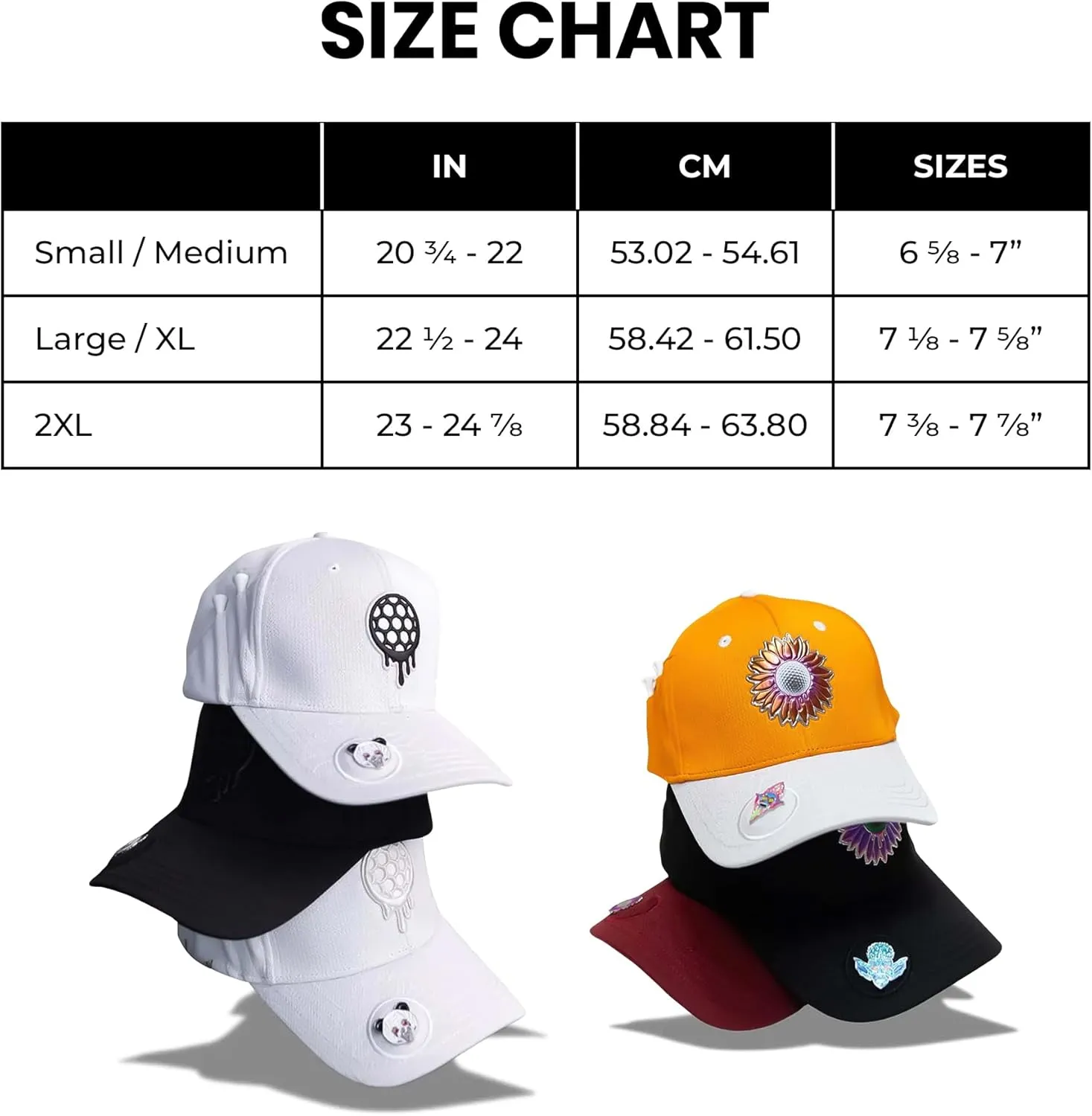 Classic Golf Hats - Tee Holder & Magnetic Ball Marker - Sweat-Stain Resistant - 100% Custom Made