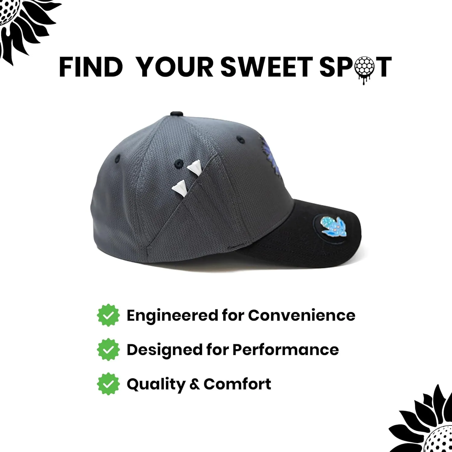 Classic Golf Hats - Tee Holder & Magnetic Ball Marker - Sweat-Stain Resistant - 100% Custom Made
