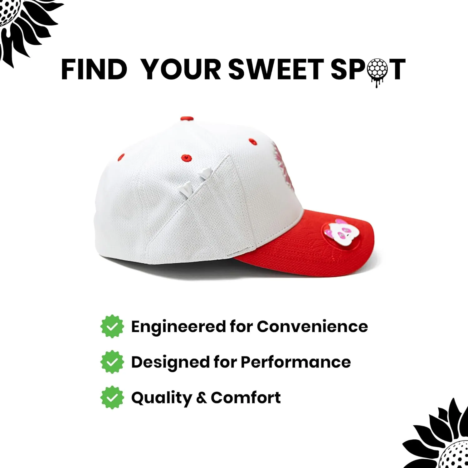 Classic Golf Hats - Tee Holder & Magnetic Ball Marker - Sweat-Stain Resistant - 100% Custom Made
