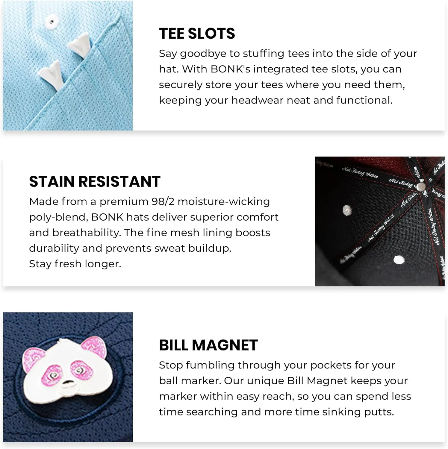 Classic Golf Hats - Tee Holder & Magnetic Ball Marker - Sweat-Stain Resistant - 100% Custom Made