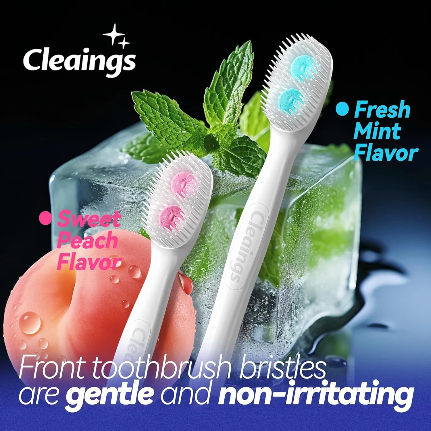 cleaings® Disposable Toothbrushes with Double Cleaning Beads Toothpaste and Clean Floss Picks for Work or Travel - 20 pcs-Mixed Flavor（Pack of 2）