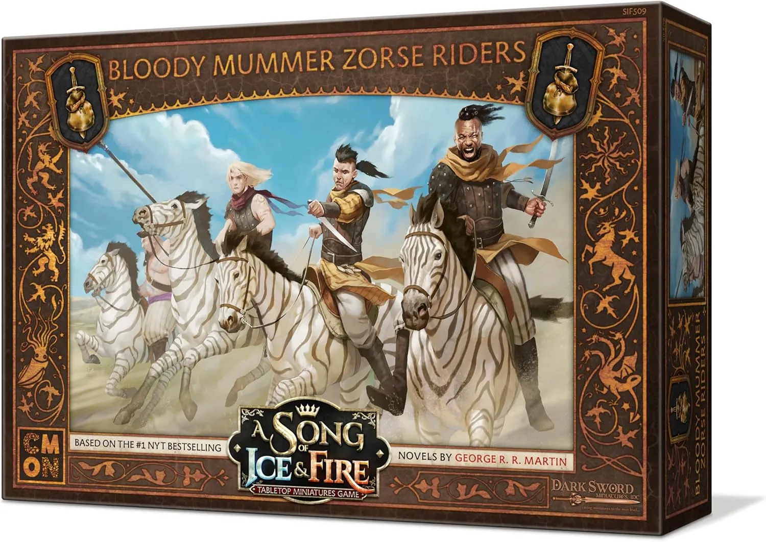 CMON A Song of Ice and Fire Tabletop Miniatures Bloody Mummer Zorse Riders Unit Box - Mercenary Mounted Mayhem, Strategy Game for Adults, Ages 14 , 2  Players, 45-60 Minute Playtime, Made by CMON