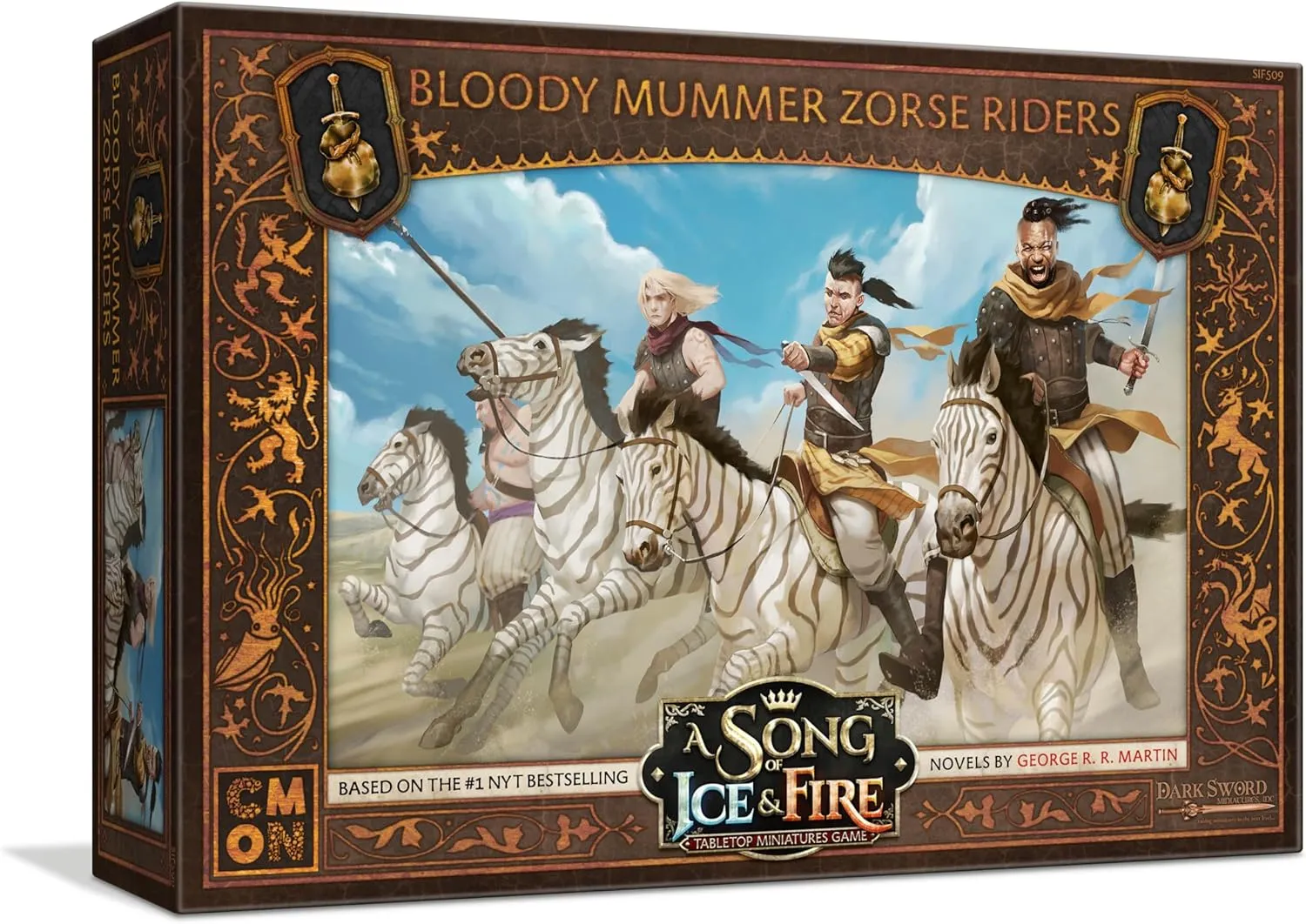 CMON A Song of Ice and Fire Tabletop Miniatures Bloody Mummer Zorse Riders Unit Box - Mercenary Mounted Mayhem, Strategy Game for Adults, Ages 14 , 2  Players, 45-60 Minute Playtime, Made by CMON