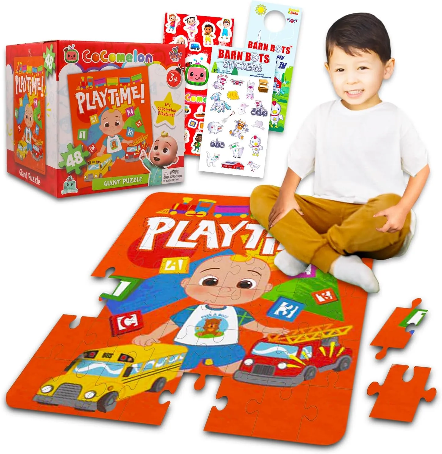 Cocomelon Floor Puzzle for Toddlers - 48 Pc Giant Puzzle, Stickers & More