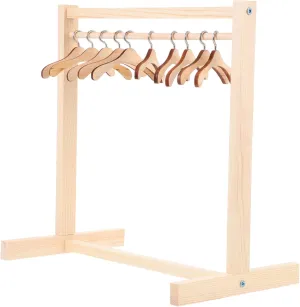 COHEALI Doll Clothes Rack 1Set Doll Clothing Rack with Mini Coat Hanger Wooden Doll Garment Rack with Clothes Hangers Dress Up Rack for Doll House 30.5X18cm