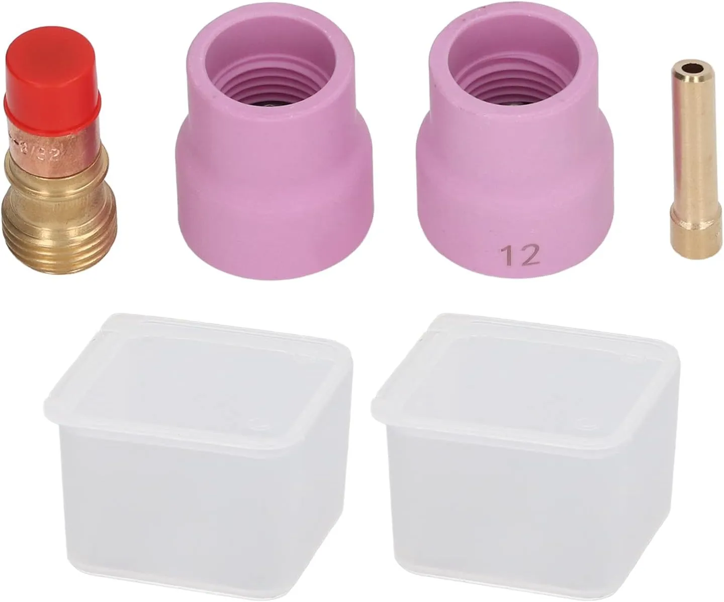 Collets Body Glass Cup, Pink Welding Cup Torch Collet Set for WP 17 18 26 Argon Arc Welding Gun TIG Accessories Suitable for WP 17, 18, 26 argon arc welding gun