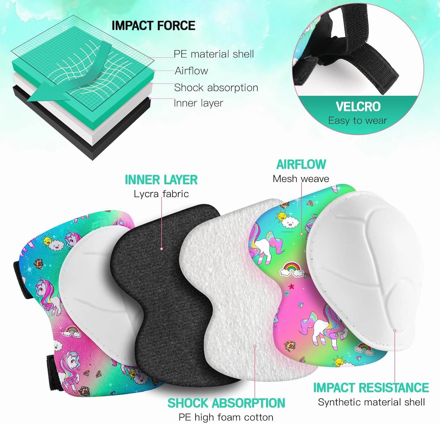 Color Gradient Kids Bike Helmets Ages 5-8 Adjustable Helmet for Kids Protective Gear Set with Elbow Knee Pads Wrist Guards for Skateboard Cycling Skating Scooter