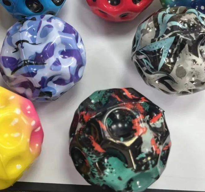 Colorful Hole Soft Bouncy Ball, Anti-fall Moon Shape Porous Bouncy Ball, Kids' Indoor Toys, Ergonomic Design Elastic Ball (Pack of 2)