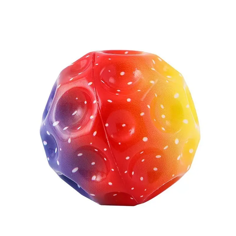 Colorful Hole Soft Bouncy Ball, Anti-fall Moon Shape Porous Bouncy Ball, Kids' Indoor Toys, Ergonomic Design Elastic Ball (Pack of 2)