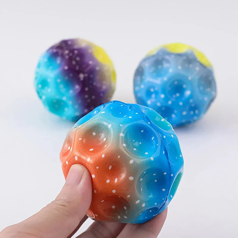 Colorful Hole Soft Bouncy Ball, Anti-fall Moon Shape Porous Bouncy Ball, Kids' Indoor Toys, Ergonomic Design Elastic Ball (Pack of 2)