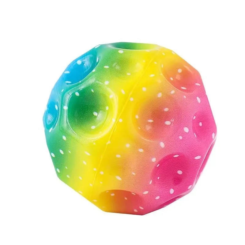 Colorful Hole Soft Bouncy Ball, Anti-fall Moon Shape Porous Bouncy Ball, Kids' Indoor Toys, Ergonomic Design Elastic Ball (Pack of 2)