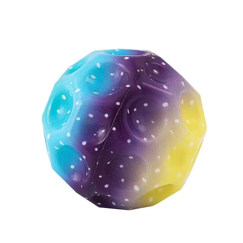 Colorful Hole Soft Bouncy Ball, Anti-fall Moon Shape Porous Bouncy Ball, Kids' Indoor Toys, Ergonomic Design Elastic Ball (Pack of 2)