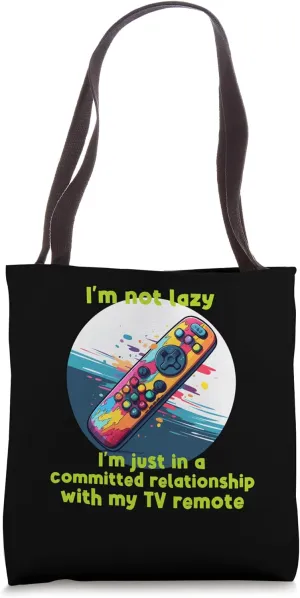 Colorful Remote for funny relationship with Television Set Tote Bag