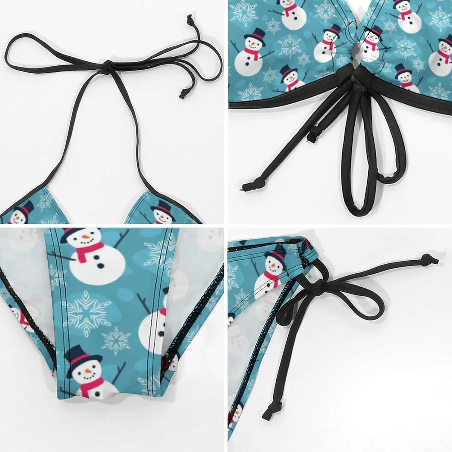 Colorful Sharks Women Two Piece Bikini Set Halter Padded Top Tie Side Bottom Triangle Swimsuit