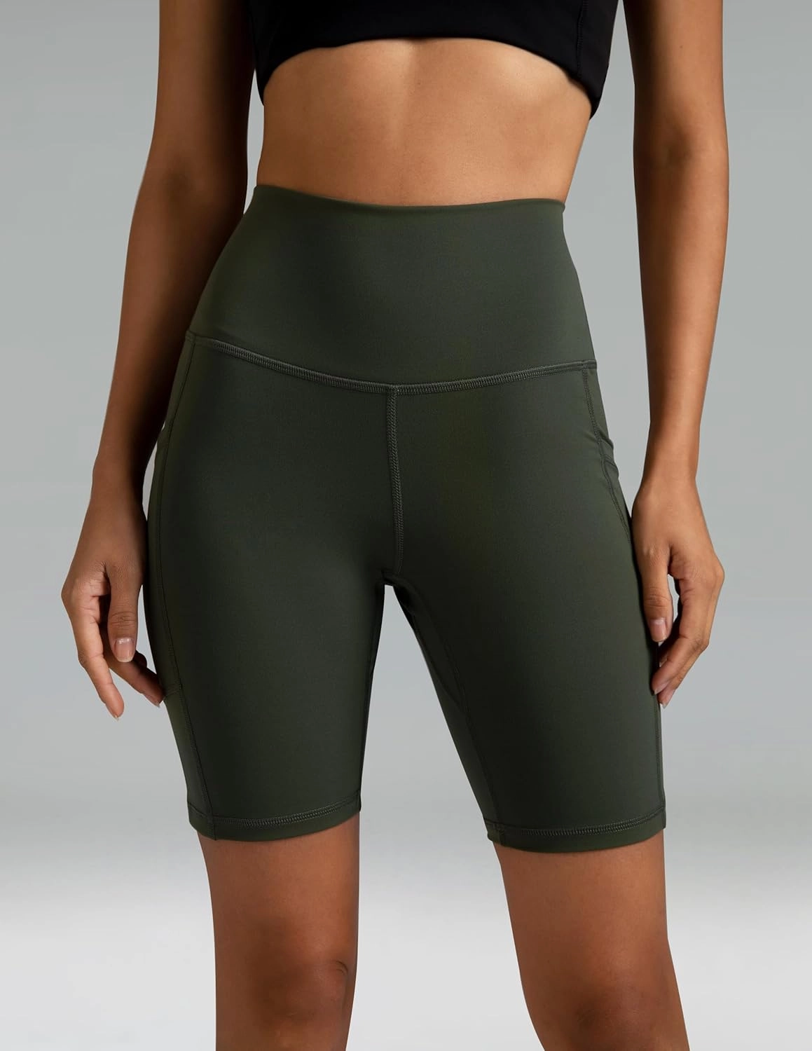 Colorfulkoala Women's High Waisted Biker Shorts with Pockets 8" /10" Inseam Workout Yoga Shorts Running Tights
