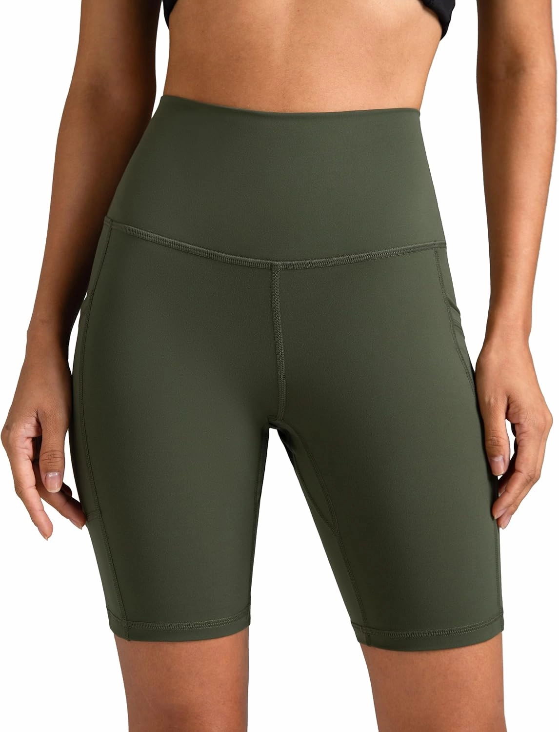 Colorfulkoala Women's High Waisted Biker Shorts with Pockets 8" /10" Inseam Workout Yoga Shorts Running Tights
