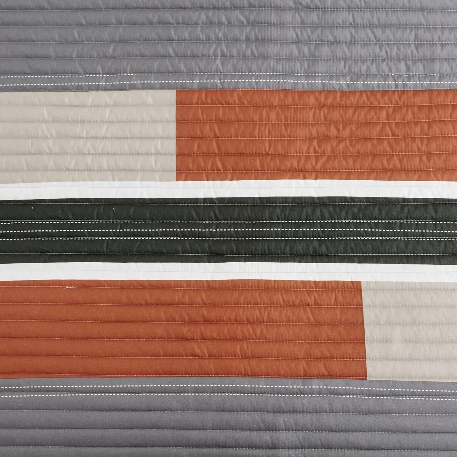 Comfort Spaces Quilt Set Trendy Casual Fun, Vibrant Color Design, Hypoallergenic All Season, Lightweight Coverlet Bedspread Cozy Kids Bedding & Sham Twin/Twin XL Pierre Grey Orange Stripe 2 Piece